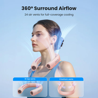 [1-100 Speed Turbo] GAIATOP Bladeless Neck Fan, 360° Surrounding Cooling Hands-Free Wearable Fan, Portable Travel Accessory for Stadium & Gym, Summer Cooling Gift Tiktokshopspringglowup Summerwins