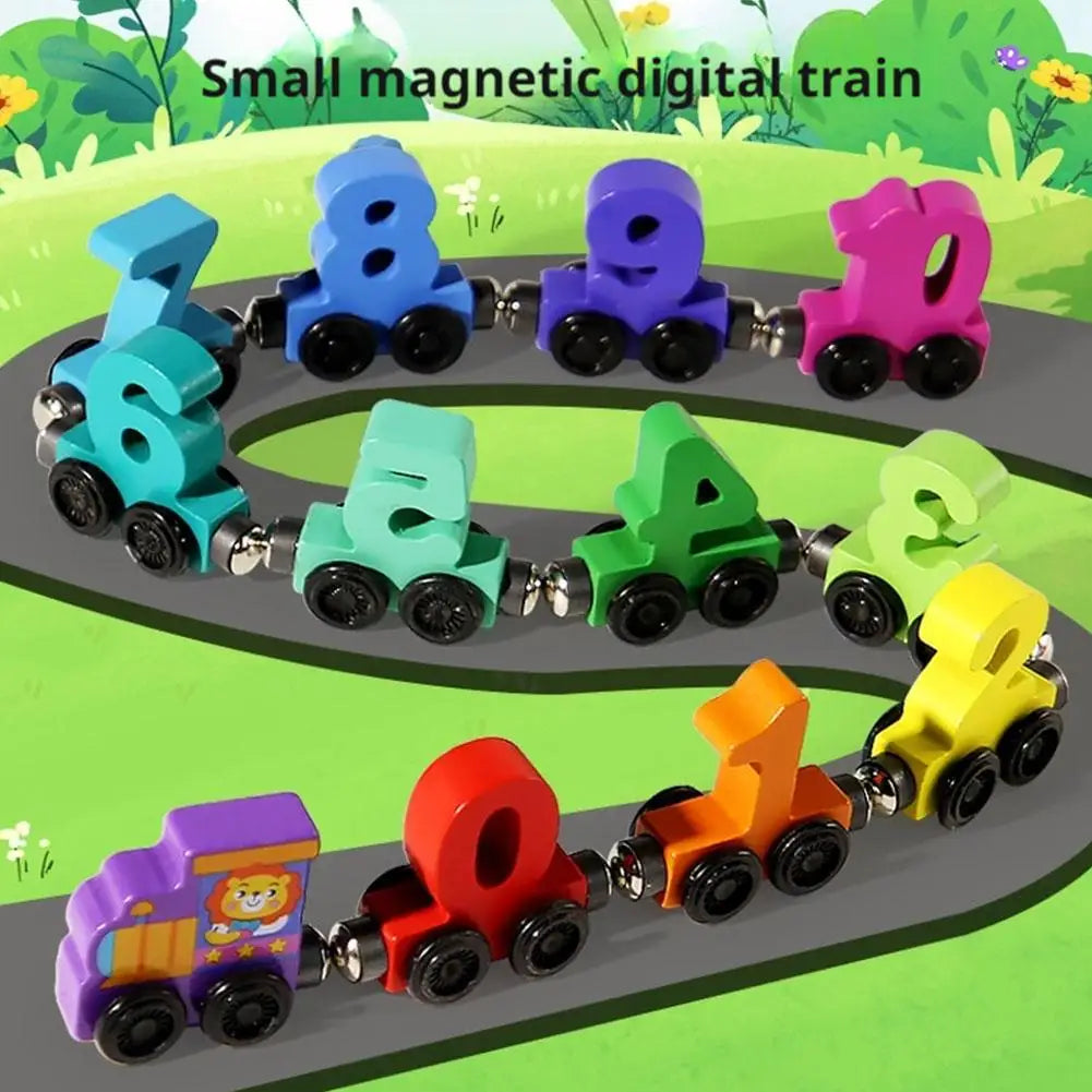 Wooden Number Digital Magnetic Train Toys Colorful Building Blocks Educational Hand-Eye Coordination Magnetic Digital Train