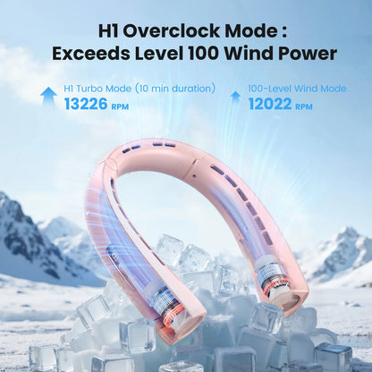[1-100 Speed Turbo] GAIATOP Bladeless Neck Fan, 360° Surrounding Cooling Hands-Free Wearable Fan, Portable Travel Accessory for Stadium & Gym, Summer Cooling Gift Tiktokshopspringglowup Summerwins