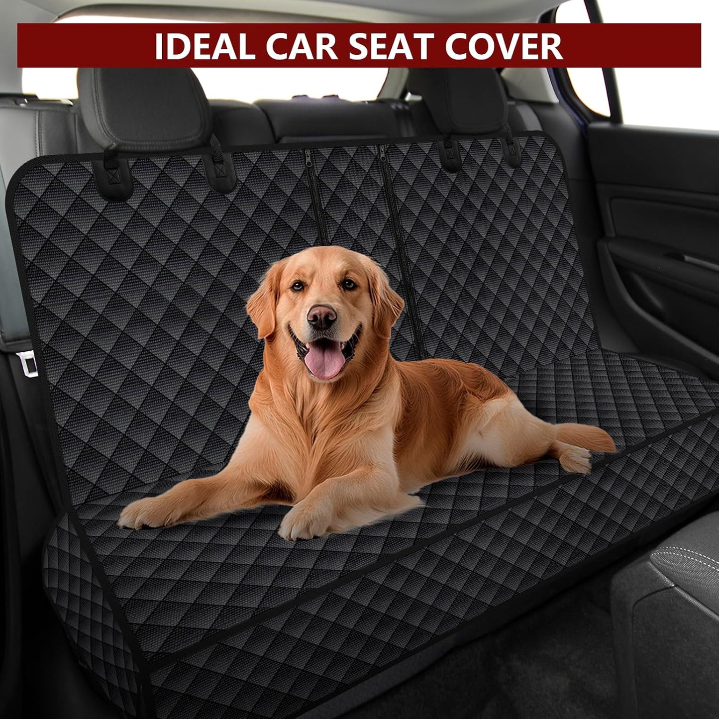 Dog Car Seat Cover for Back Seat, Waterproof Back Seat Cover for Dogs, Scratchproof Bench Seat Cover, Backseat Protector Fits Middle Armrest, Portable Dog Hammock, Suitable for Cars Suvs Trucks