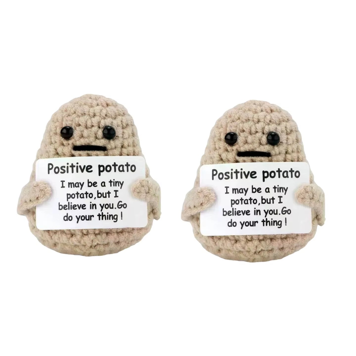 New Positive Energy Potato Hug Pocket Mini Handmade Plush Wool Knitting Doll with Card Funny Christams Gift Home Room Decoration