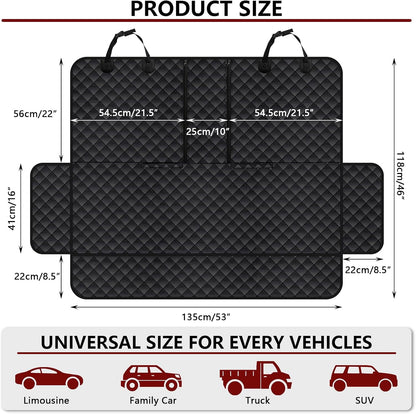Dog Car Seat Cover for Back Seat, Waterproof Back Seat Cover for Dogs, Scratchproof Bench Seat Cover, Backseat Protector Fits Middle Armrest, Portable Dog Hammock, Suitable for Cars Suvs Trucks