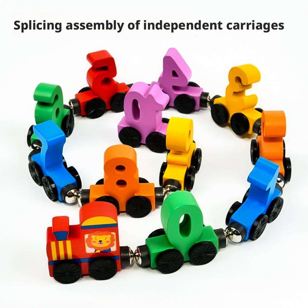 Wooden Number Digital Magnetic Train Toys Colorful Building Blocks Educational Hand-Eye Coordination Magnetic Digital Train