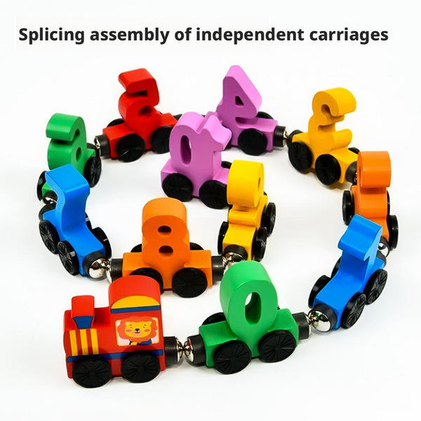 Wooden Number Digital Magnetic Train Toys Colorful Building Blocks Educational Hand-Eye Coordination Magnetic Digital Train