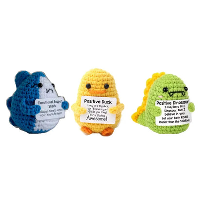 New Positive Energy Potato Hug Pocket Mini Handmade Plush Wool Knitting Doll with Card Funny Christams Gift Home Room Decoration