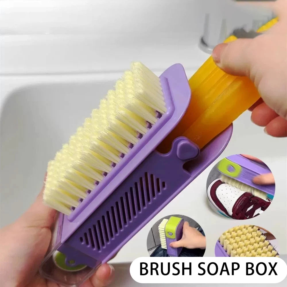 Multifunctional Soap Foaming Box, Hand-Washing Soap Box with Brush and Wheels, Household Non-Slip Draining Soap Storage Box