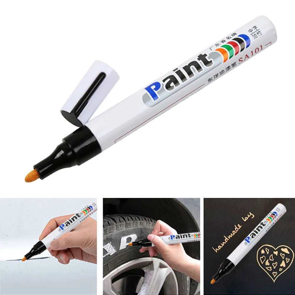 Waterproof Cars Wheel Tire Oily Mark Pen Auto Rubber Tyre Paint Pen Cd Metal Permanent Paint Marker Graffiti Touch Up
