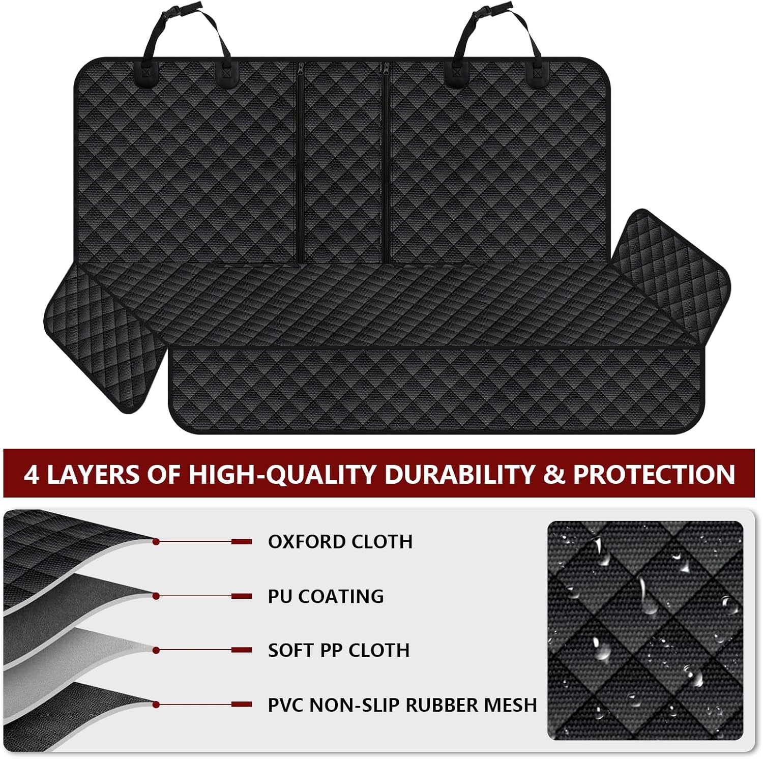 Dog Car Seat Cover for Back Seat, Waterproof Back Seat Cover for Dogs, Scratchproof Bench Seat Cover, Backseat Protector Fits Middle Armrest, Portable Dog Hammock, Suitable for Cars Suvs Trucks