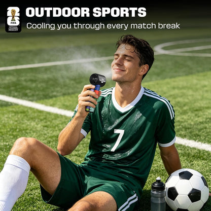 FIFA Portable Handheld Fan, 5-Speed Turbo Cooling Mini Fan, USB-C Rechargeable Personal Fan with LED Display, Pocket Size Handheld Fan for Stadium Game Day, Travel & Outdoor Gifts