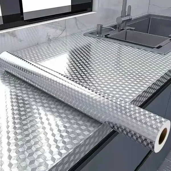 1/3/5M Kitchen Oil-Proof Sticker Heat-Resistant Aluminum Foil Wallpaper for Kitchen Stove Cabinet DIY Self Adhesive Sticker
