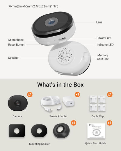 3MP 2K Magnetic Window Camera, Window Security Camera with AI Detection, 5G/2.4G Wifi Plug-In Indoor Camera for Home Security, Color Night Vision, Us-Only Cloud Storage, Adjustable Angle Mount