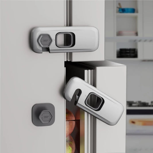 Child Proof Refrigerator Locks Cabinet Lock Fridge Locks for Kids Safety Baby Freezer Door Latches with Adhesive Tape