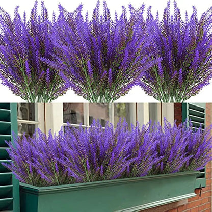 3/5/10Pcs Artificial Flowers Flocked Plastic Lavender Bundle Fake Plants Wedding Bridle Bouquet Indoor Outdoor Home Kitchen